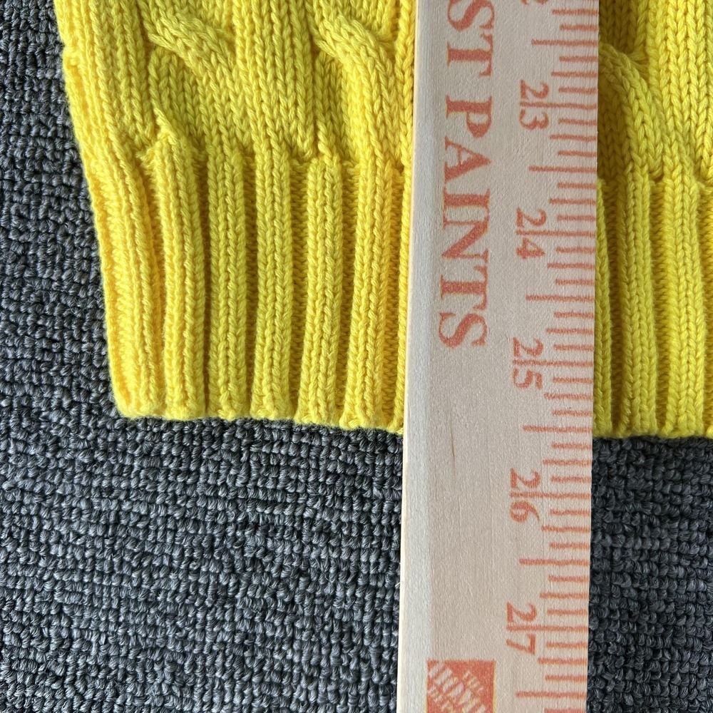 Ralph Lauren Sweater Womens Large Yellow 100% Cotton Cable Knit Crewneck Top - Picture 8 of 11